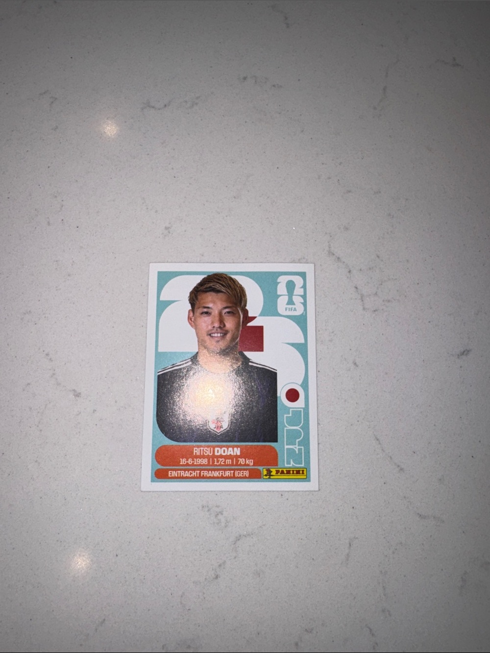 Panini Teal, Black, Red Soccer Player Sticker - Ritsu Doan